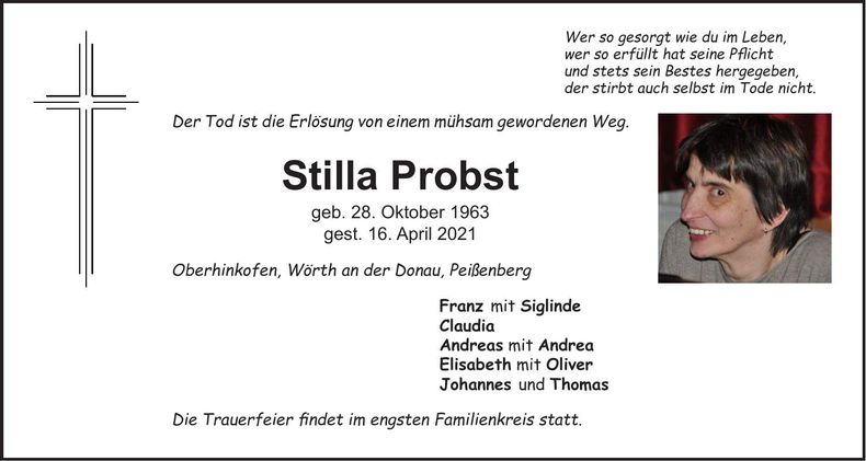 Traueranzeige Stilla Probst