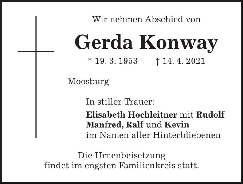 Traueranzeige Gerda Konway