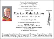Traueranzeige Markus Meierholzner