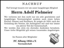 Traueranzeige Pielmeier Adolf