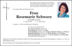 Traueranzeige Rosemarie Schwarz