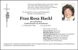 Traueranzeige Rosa Hackl