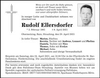 Traueranzeige Rudolf Ellersdorfer