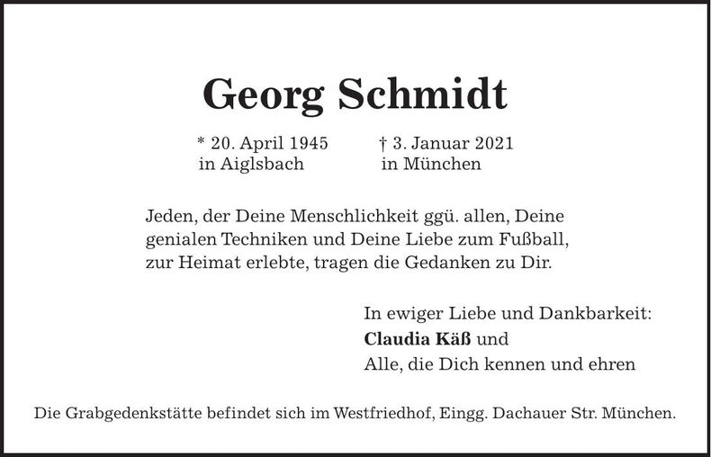 Traueranzeige Georg Schmidt