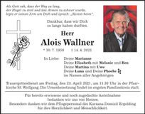 Traueranzeige Alois Wallner
