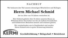 Traueranzeige Michael Schmid