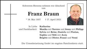 Traueranzeige Franz Braun