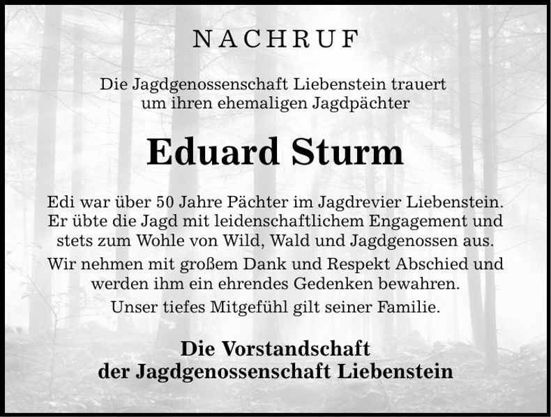 Traueranzeige Eduard Sturm