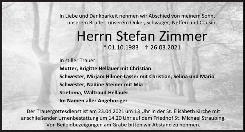 Traueranzeige Stefan Zimmerer