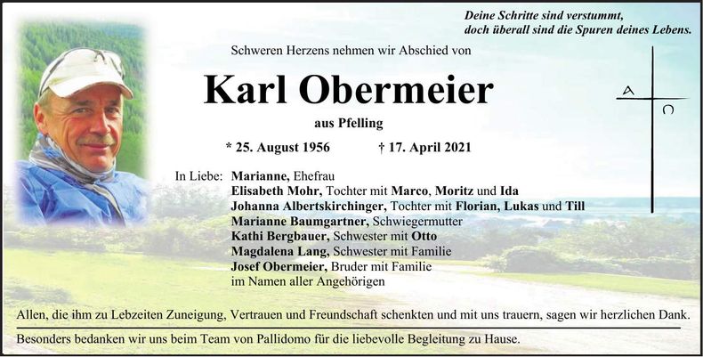 Traueranzeige Karl Obermeier