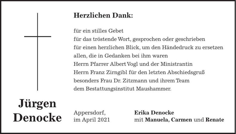 Traueranzeige Jürgen Denocke
