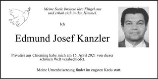 Traueranzeige Josef Kanzler