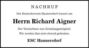 Traueranzeige Richard Aigner