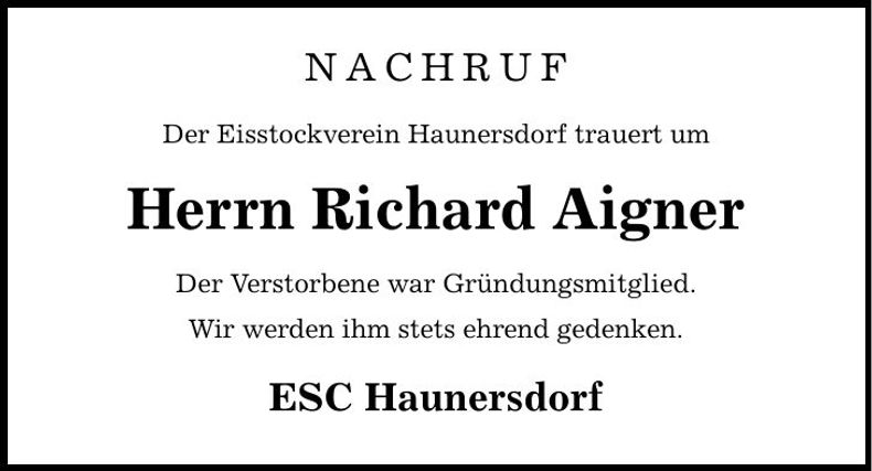 Traueranzeige Richard Aigner