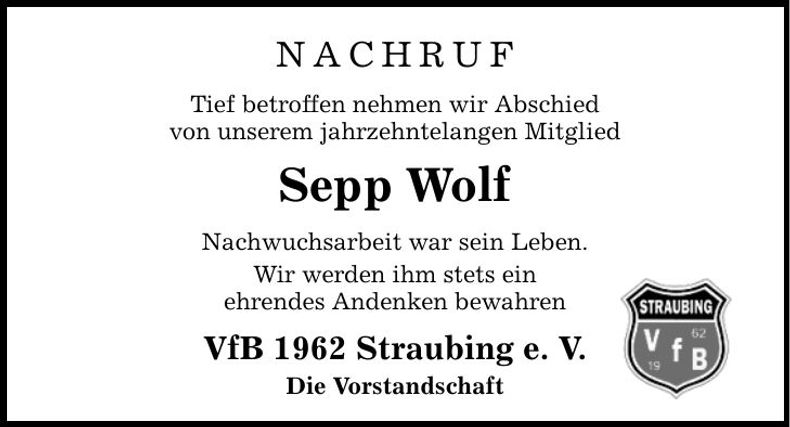 Traueranzeige Sepp Wolf