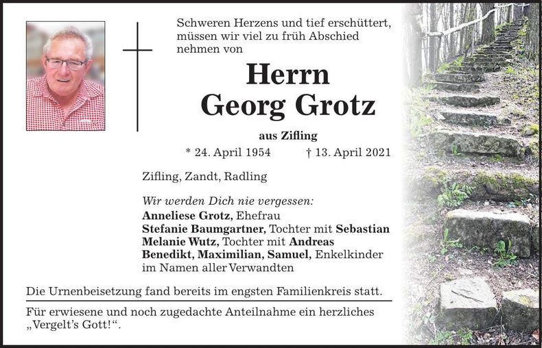 Traueranzeige Georg Grotz