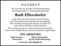 Traueranzeige Rudi Ellersdorfer