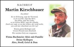 Traueranzeige Martin Kirschbauer