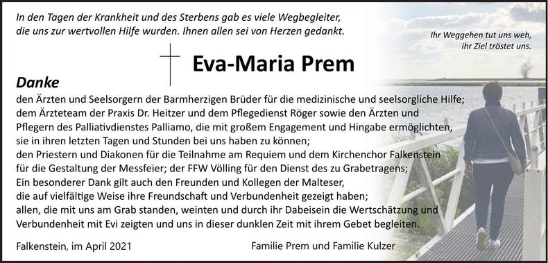 Traueranzeige Eva-Maria Prem