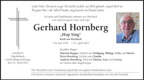 Traueranzeige Gerhard Hornberg