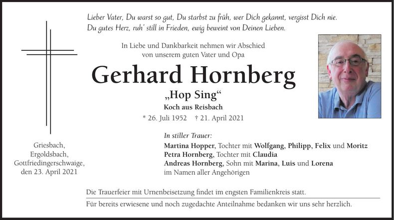 Traueranzeige Gerhard Hornberg