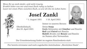 Traueranzeige Josef Zankl