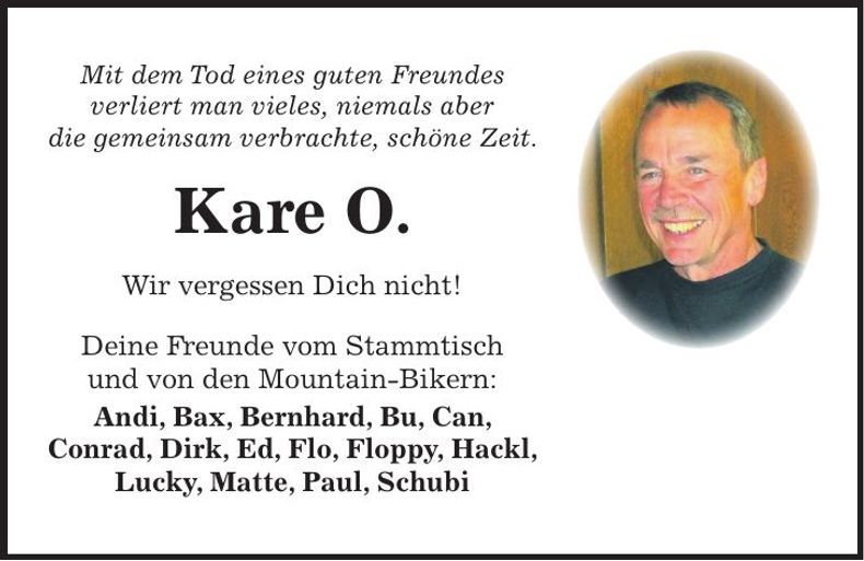Traueranzeige Karre O.