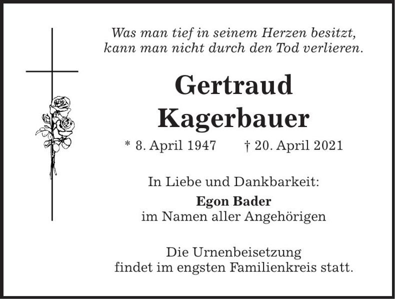 Traueranzeige Gertraud Kagerbauer