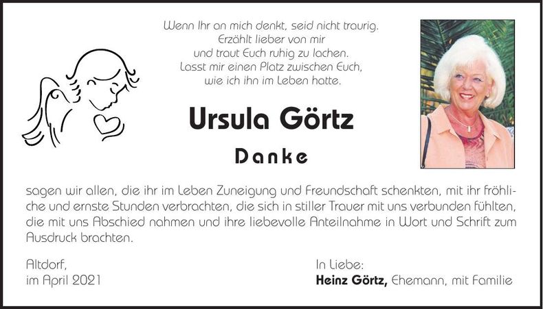 Traueranzeige Ursula Görtz