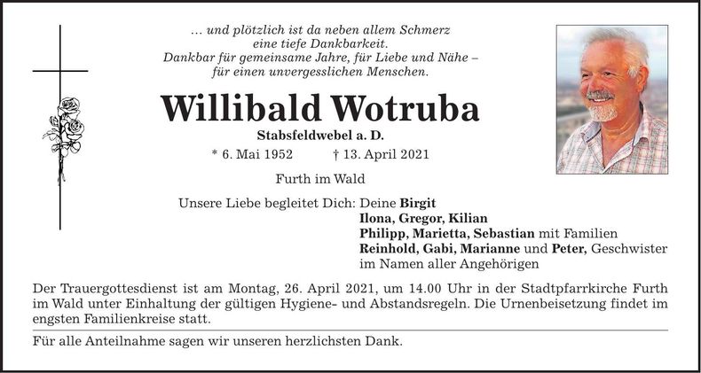 Traueranzeige Willibald Wotruba