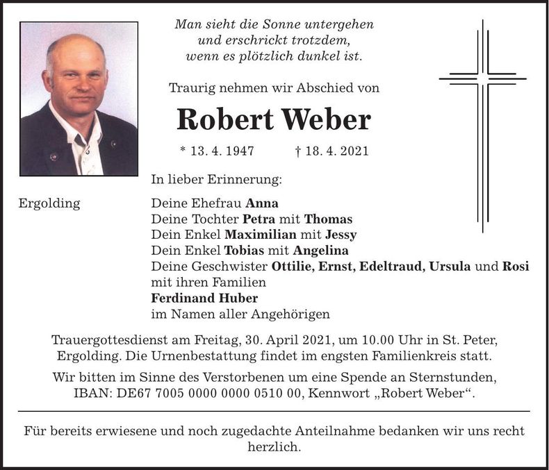 Traueranzeige Robert Weber