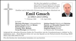 Traueranzeige Emil Gmach