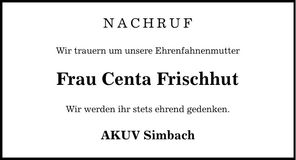 Traueranzeige Centa Frischhut