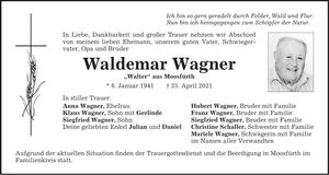 Traueranzeige Waldemar Wagner