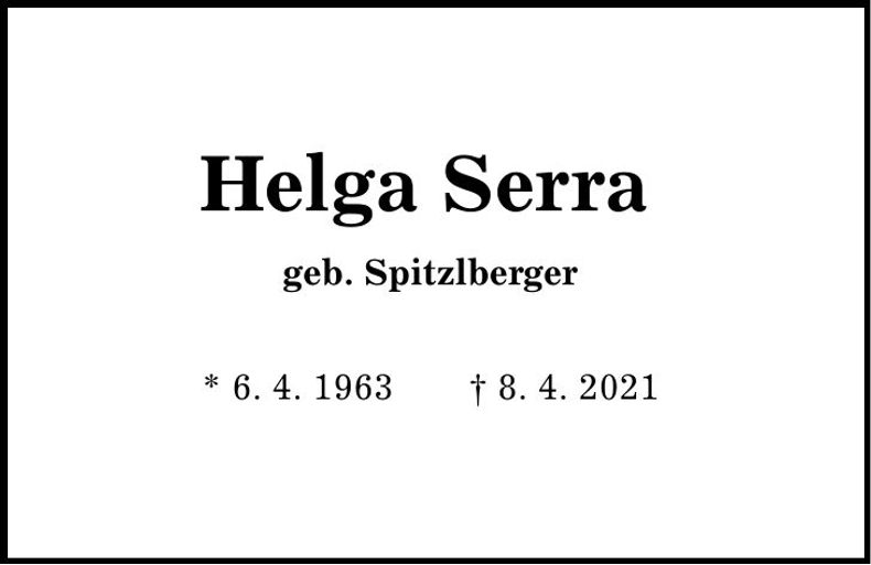 Traueranzeige Helga Serra