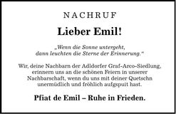 Traueranzeige Emil Gmach