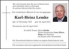 Traueranzeige Karl-Heinz Lemke
