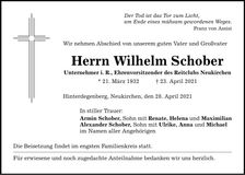 Traueranzeige Willi Schober