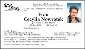 Traueranzeige Cecylia Nowrotek