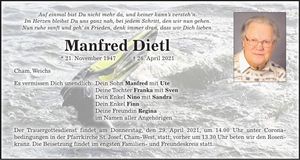 Traueranzeige Manfred Dietl