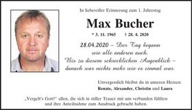 Traueranzeige Max Bucher