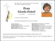 Traueranzeige Gisela Foierl
