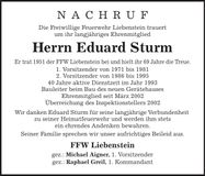Traueranzeige Eduard Sturm