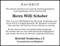 Traueranzeige Willi Schober