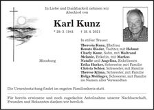 Traueranzeige Karl Kunz