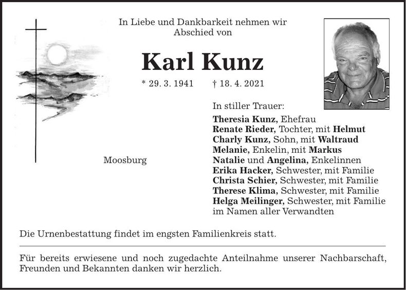 Traueranzeige Karl Kunz