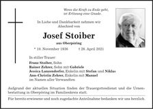 Traueranzeige Josef Stoiber