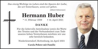 Traueranzeige Hermann Huber