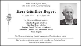 Traueranzeige Günther Begert