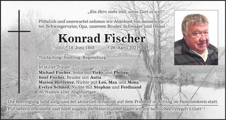 Traueranzeige Konrad Fischer